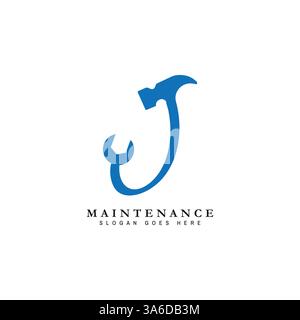 Buchstabe J House Maintenance Logo. Buchstabe J Gebäudesymbol Stock Vektor