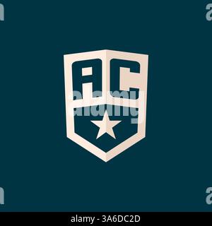 Ursprüngliches AC-Logo Sternschild-Symbol mit einfacher Design-Vektorgrafik Stock Vektor