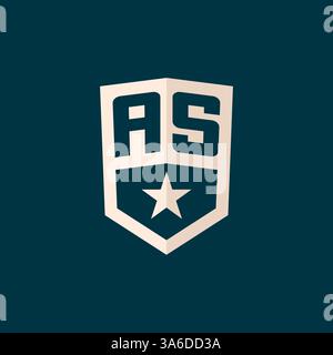 Initial ALS Logo Sternschild Symbol mit einfacher Design-Vektorgrafik Stock Vektor