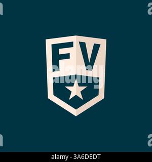 Ursprüngliches FV-Logo Sternschild-Symbol mit einfacher Design-Vektorgrafik Stock Vektor