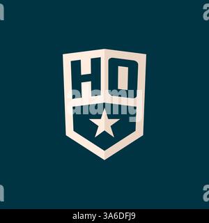 Erstes HO Logo Sternschild-Symbol mit einfacher Design-Vektorgrafik Stock Vektor