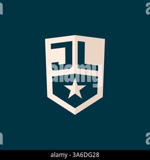 Ursprüngliches JL-Logo Sternschild-Symbol mit einfacher Design-Vektorgrafik Stock Vektor