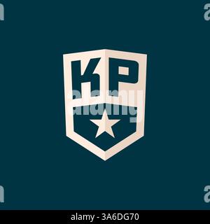 Erstes KP-Logo Sternschild-Symbol mit einfacher Design-Vektorgrafik Stock Vektor
