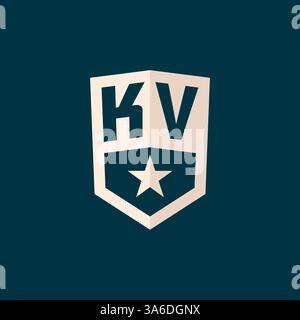 Erstes KV-Logo Sternschild-Symbol mit einfacher Design-Vektorgrafik Stock Vektor