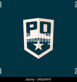 Erstes PQ-Logo Sternschild-Symbol mit einfacher Design-Vektorgrafik Stock Vektor