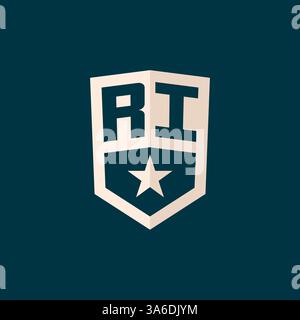 Ursprüngliches RI-Logo Sternschild-Symbol mit einfacher Design-Vektorgrafik Stock Vektor