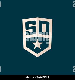 Ursprüngliches SD-Logo Sternschild-Symbol mit einfacher Design-Vektorgrafik Stock Vektor