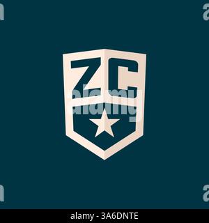 Ursprüngliches ZC-Logo Sternschild-Symbol mit einfacher Design-Vektorgrafik Stock Vektor