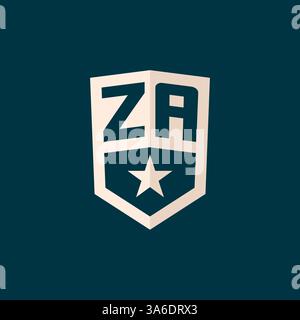 Erstes ZA-Logo Sternschild-Symbol mit einfacher Design-Vektorgrafik Stock Vektor