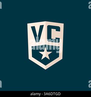 Ursprüngliches VC-Logo-Sternschild-Symbol mit einfacher Design-Vektorgrafik Stock Vektor