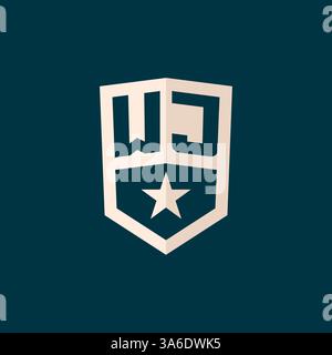 Ursprüngliches WJ-Logo-Sternschild-Symbol mit einfacher Design-Vektorgrafik Stock Vektor