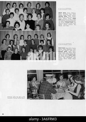 Diese Ausgabe des Hopkins High Yearbook „62 Warrior“ von 1962 zeigt wichtige Momente, Studentenclubs, sportliche Veranstaltungen, und die Beiträge der Lehrer und des Personals während des Schuljahres 1961-1962. Stockfoto