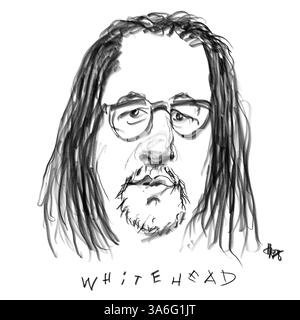 Bleistiftporträt des Autors Whitehead Stockfoto
