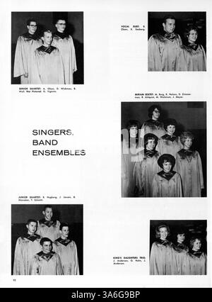 Das Jahrbuch „Antler“ 1963 der Minnehaha Academy bietet einen Überblick über Schulveranstaltungen, das Leben der Schüler, Lehrkräfte, Sport und Vereine aus dem Schuljahr 1962-1963. Stockfoto