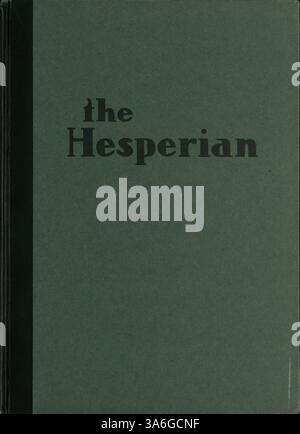 Das West High Yearbook 1932 mit dem Titel „Hesperian“ dokumentiert das akademische Jahr 1931-1932. Es zeigt Studentenporträts, Lehrkörper, Vereine, Leichtathletik und andere Schulaktivitäten aus dieser historischen Zeit, die in der Hennepin County Library aufbewahrt werden. Stockfoto