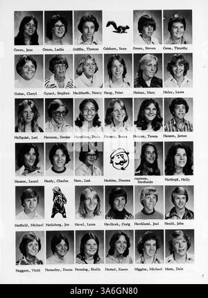 In diesem Jahrbuch der Hubert Olson Junior High School werden die Höhepunkte des Schuljahres 1977-1978 vorgestellt und die Schüler, Sportarten, Vereine und Aktivitäten vorgestellt. Stockfoto