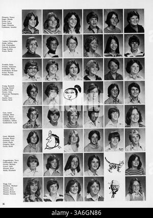 Das Jahrbuch 1978 von Hubert Olson Junior High bietet eine Momentaufnahme des akademischen Jahres 1977-1978 mit Bildern von Studenten, Lehrkräften, Sportveranstaltungen und Schulvereinen. Stockfoto