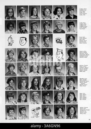 Das Hubert Olson Junior High Yearbook 1978 behandelt die Höhepunkte des Schuljahres 1977-1978 mit Schülern, Lehrkräften, Sportmannschaften und Clubaktivitäten. Stockfoto