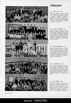 Die Ausgabe 1939 des Cardinal Yearbook der Marshall High School enthält Aufzeichnungen über Schüler, Lehrer, Vereine, Leichtathletik und große Schulveranstaltungen aus dem akademischen Jahr 1938-1939. Stockfoto