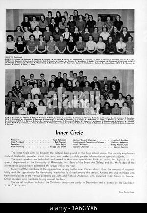 Das Kardinaljahrbuch 1939 der Marshall High School dokumentiert das akademische Jahr 1938-1939 der Schule und behandelt Schüler, Lehrer, Vereine, Leichtathletik, und bemerkenswerte Schulveranstaltungen. Stockfoto