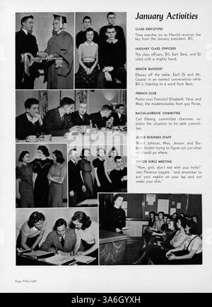 Das Kardinaljahrbuch 1939 der Marshall High School zeigt die Höhepunkte des akademischen Jahres 1938-1939 mit Schülern, Lehrern, Leichtathletik, Schulvereinen, und wichtige Schulveranstaltungen. Stockfoto