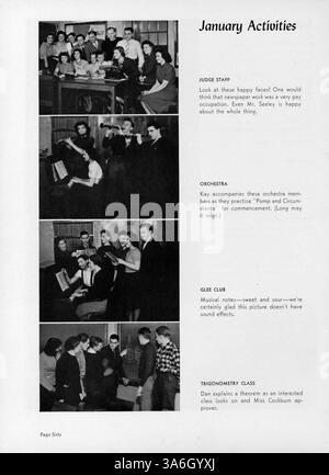 Das Cardinal Yearbook 1939 der Marshall High School zeigt Porträts von Studenten und Lehrkräften sowie Dokumentationen von außerschulischen Clubs, sportlichen Veranstaltungen und Schulveranstaltungen aus dem Jahr 1938-1939. Stockfoto