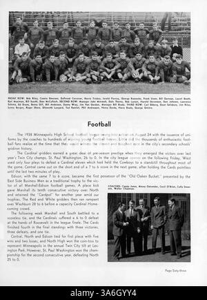 Das Kardinaljahrbuch 1939 der Marshall High School gibt einen Blick auf das Schuljahr zurück und dokumentiert Schüler, Lehrer, Leichtathletik, Clubs, und wichtige Ereignisse aus dem akademischen Jahr 1938-1939. Stockfoto