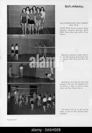 Das Cardinal Yearbook 1939 der Marshall High School dokumentiert das akademische Jahr mit Porträts von Studenten und Lehrkräften, Clubaktivitäten, Sportmannschaften und Schulveranstaltungen von 1938 bis 1939. Stockfoto