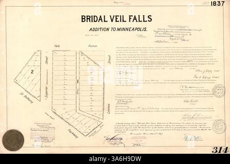 Die Bridal Veil Falls in Minnesota sind eine der landschaftlich reizvollen Naturattraktionen des Bundesstaates, bekannt für ihre dramatische Landschaft und die malerische Umgebung. Stockfoto
