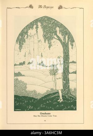 Diese Ausgabe 1929 des Dayesye Jahrbuchs der St. Margaret's Academy dokumentiert das Schuljahr 1928-1929 und hebt akademische Meilensteine, Studentenorganisationen und sportliche Veranstaltungen hervor. Stockfoto