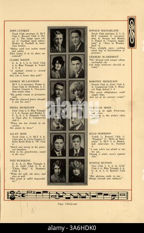 Das Jahrbuch der Marshall High School 1927 erfasst die Schüler, Dozenten, Vereine, Leichtathletik und die wichtigsten Ereignisse des Schuljahres 1926-1927. Stockfoto