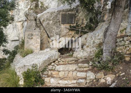 Ramon Llull Höhle, Cura Heiligtum, Puig de Randa, Mallorca, Balearen, Spanien, Europa Stockfoto