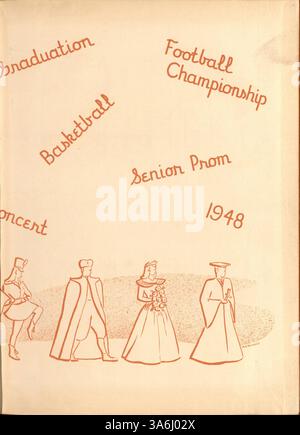 Das Jahrbuch „Tiger“ 1948 der South High School fasst die Höhepunkte des Schuljahres 1947-1948 zusammen, darunter Schüler, Lehrer, außerschulische Aktivitäten und Sportveranstaltungen. Stockfoto