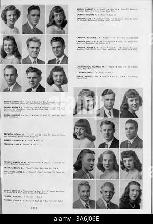 Das Jahrbuch „Tiger“ 1948 der South High School dokumentiert die Veranstaltungen, Schüler, Lehrer und außerschulischen Aktivitäten des Schuljahres 1947-1948 und hebt die Beiträge afroamerikanischer Schüler hervor. Stockfoto