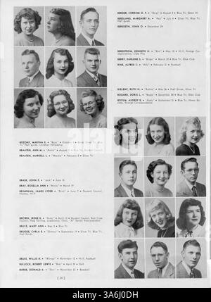 Das Jahrbuch „Tiger“ 1948 der South High School dokumentiert die akademischen und außerschulischen Leistungen von Schülern, mit besonderem Schwerpunkt auf den Beiträgen afroamerikanischer Schüler zum Schuljahr 1947-1948. Stockfoto