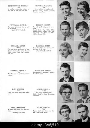 Diese Ausgabe des Jahrbuchs „Zauberer“ von der Edison High School aus dem Jahr 1957 beleuchtet die Community der Schule, Schüler, Lehrer, Sport, Clubs, und Schulveranstaltungen aus dem Schuljahr 1956-1957. Stockfoto
