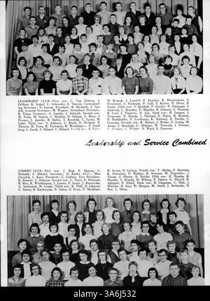 Das Jahrbuch „Wizard“ 1957 der Edison High School dokumentiert die Leistungen von Schülern, Lehrkräften, Sportmannschaften und Clubs während des Schuljahres 1956-1957. Stockfoto
