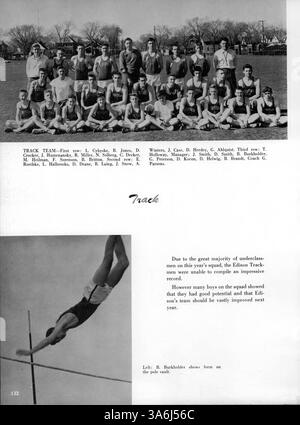 Die Ausgabe 1957 des Wizard Jahrbuchs der Edison High School dokumentiert die Ereignisse, Schüler, Lehrer und außerschulischen Aktivitäten des Schuljahres 1956-1957 im Hennepin County. Stockfoto