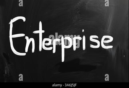 Geschäftsideen mit weißer Kreide auf einer Tafel handschriftliche Stockfoto