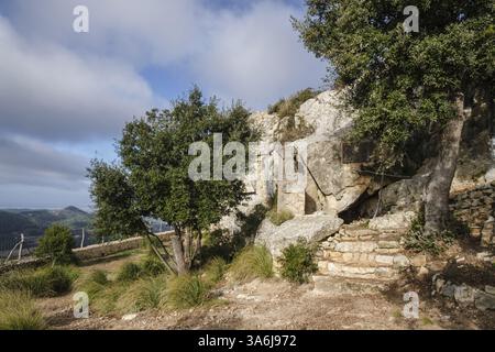 Ramon Llull Höhle, Cura Heiligtum, Puig de Randa, Mallorca, Balearen, Spanien, Europa Stockfoto