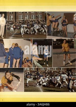 Diese Ausgabe des Jahrbuchs „76 Wizard“ der Edison High School für 1976 dokumentiert die akademischen, außerschulischen und sportlichen Leistungen von Schülern, mit einem Schwerpunkt auf der afroamerikanischen Geschichte im Schuljahr 1975-1976. Stockfoto