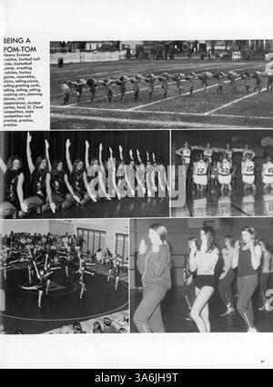 Diese Ausgabe des Jahrbuchs „76 Wizard“ von der Edison High School aus dem Jahr 1976 erfasst wichtige Aspekte des Schuljahres 1975-1976, darunter Schülerporträts, Sportveranstaltungen, Schulclubs und die Geschichte der afroamerikanischen Bevölkerung. Stockfoto