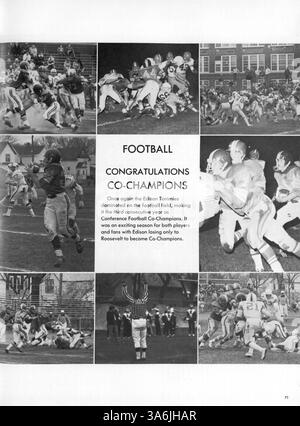 Die Ausgabe 1976 des Jahrbuchs „76 Wizard“ der Edison High School zeigt das Schuljahr 1975-1976 mit einem Schwerpunkt auf dem Schülerleben, Lehrern, außerschulischen Clubs, Leichtathletik und bedeutenden Beiträgen zur Geschichte der afroamerikanischen Welt. Stockfoto