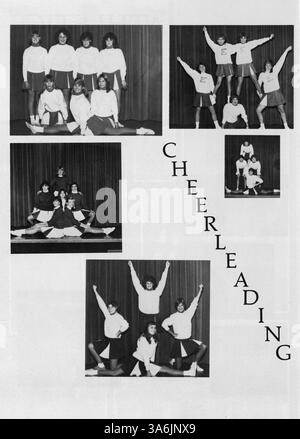 Dieses 1984 South View Jr. High Yearbook zeigt die Beteiligung von Studenten an Akademikern, Leichtathletik und außerschulischen Aktivitäten. Das Jahrbuch erinnert an die Errungenschaften des Schuljahres 1983-1984 und hebt die Teilnahme von Schülern, Lehrern und Sportmannschaften an verschiedenen schulweiten Veranstaltungen hervor. Stockfoto