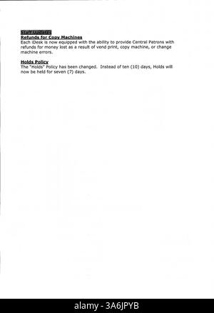 Dieses offizielle Bulletin der Minneapolis Public Library 2007 soll das Bibliothekspersonal über wichtige Updates zu Veranstaltungen, Programmen und organisatorischen Entwicklungen informieren. Stockfoto