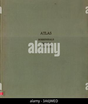 Dieser atlas bietet detaillierte Karten für die Dörfer Robbinsdale, Crystal und New Hope. Es enthält Daten über Eigentum, Streckenabschnitte, Eisenbahnstrecken und spätere Erweiterungen aus dem Jahr 1956. Stockfoto