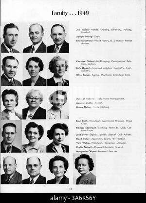 In diesem Jahrbuch 1949 der Patrick Henry High School werden die Schüler, Dozenten, Leichtathletik und Schlüsselveranstaltungen aus dem Schuljahr 1948-1949 vorgestellt. Stockfoto