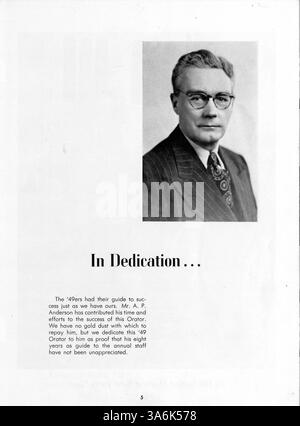 Das Jahrbuch 1949 der Patrick Henry High School dokumentiert Schulveranstaltungen, Vereine, Leichtathletik und das Studentenleben des Schuljahres 1948-1949. Stockfoto