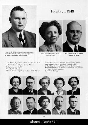 Das Patrick Henry High Yearbook 1949 dokumentiert die Schüler-, Dozenten-, Sport- und außerschulischen Veranstaltungen aus dem Schuljahr 1948-1949. Stockfoto