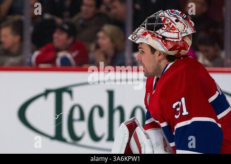 27. JANUAR 2015: Der Montreal Canadiens Torwart Carey Price #31 spuckt während eines NHL-Spiels zwischen den Dallas Stars und den Montreal Canadiens im Bell Centre in Montreal, Quebec, Kanada. Die Montreal Canadiens besiegten die Dallas Stars mit 3:2. Philippe Bouchard/CSM(Bild: © Philippe Bouchard/Cal Sports Media/Cal Sport Media/ZUMAPRESS.com) Stockfoto